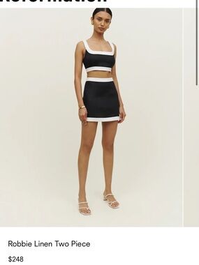 NWOT - Reformation - Robbie Linen Two Piece Black Mini Skirt Set